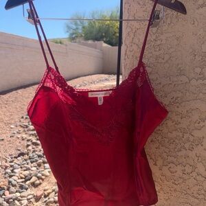 Vintage EUC Victoria’s Valentines Day Secret Red Satin Lace Camisole L Large T16